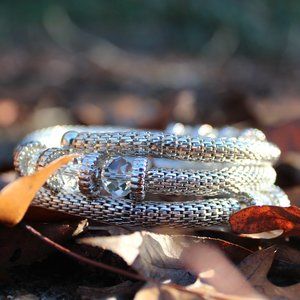 Silver Wrap Crystal Gem Bracelet